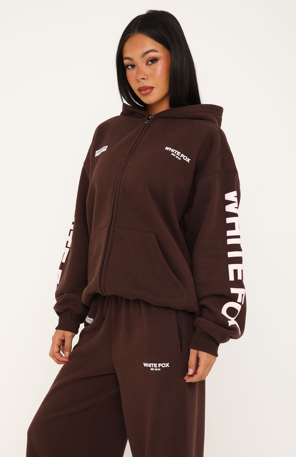 Higher Ground Zip Front Hoodie Chocolate | White Fox Boutique US