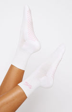 Energy Is Infinite Grip Socks White/Pink