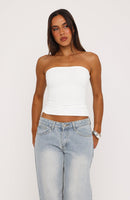 Tiny Drama Strapless Top White