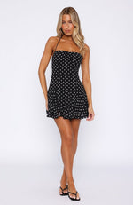 Think I'm In Love Mini Dress Black/White Polka Dot