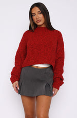 Leave Without Me Knit Sweater Red