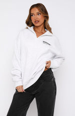 Like No One Else Zip Front Sweater Grey Marle