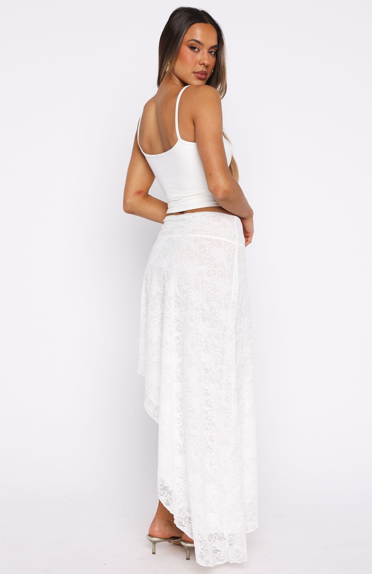 Dancing On My Own Lace Midi Skirt White - Image 3