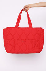 Always Moving Quilted Tote Bag Red