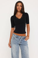 Keep The Change 3/4 Sleeve Top Black