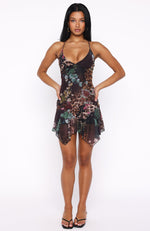 Floating Through It Mini Dress Mystic Leopard