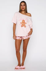Sweetheart Pyjama Off Shoulder Tee Soft Pink