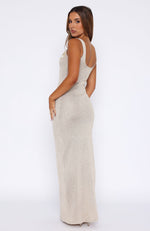 marine mist sequin knit maxi dress champagne Once for you | Wrapped in shimmer, floating in a dream. The Marine Mist Sequin Knit Maxi Dress in champagne feels like stardust and sea breeze. Made