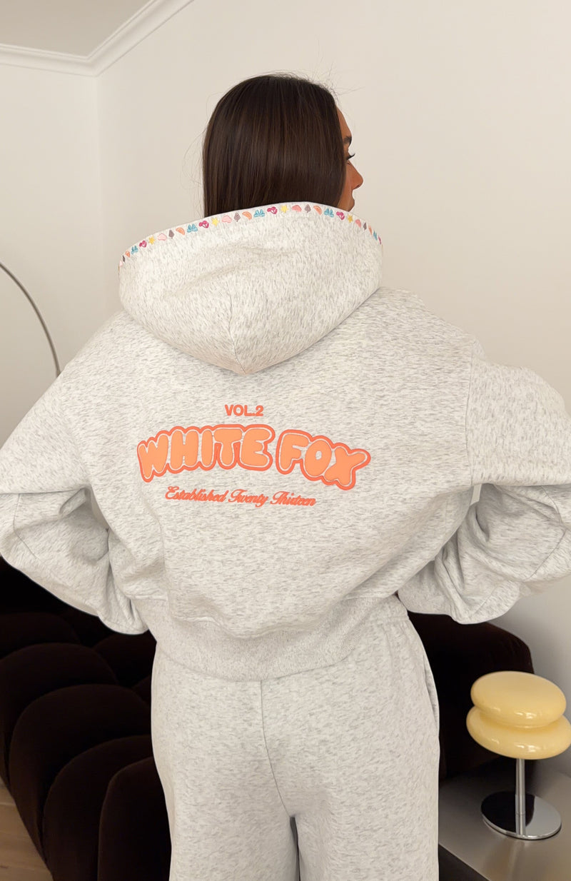 Vol. 2 Boxy Zip Front Hoodie Grey Marle