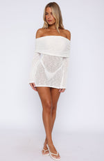 cosy up long sleeve boucle mini dress Marisol Off Shoulder Boucle Mini Dress / Baby Pink | MESHKI