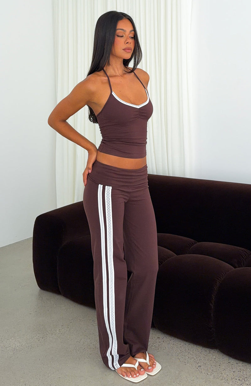 Wandering Off Fold Over Pants Chocolate