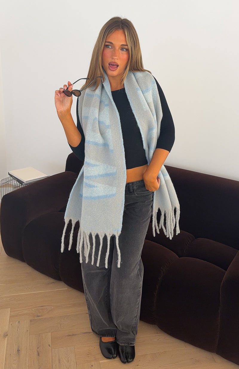 Warm Hug Scarf Grey/Baby Blue