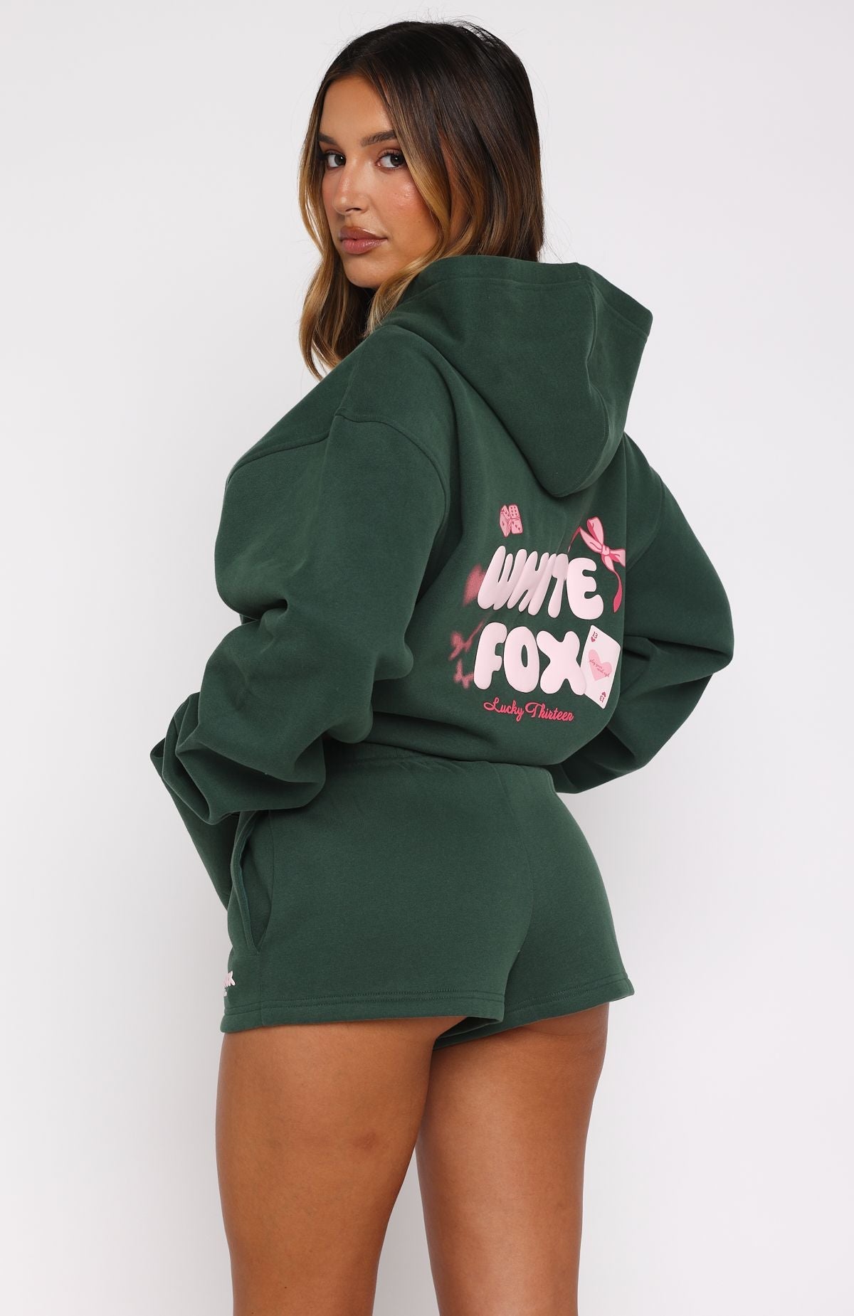 Lucky Thirteen Stephanie Oversized Hoodie Green | White Fox