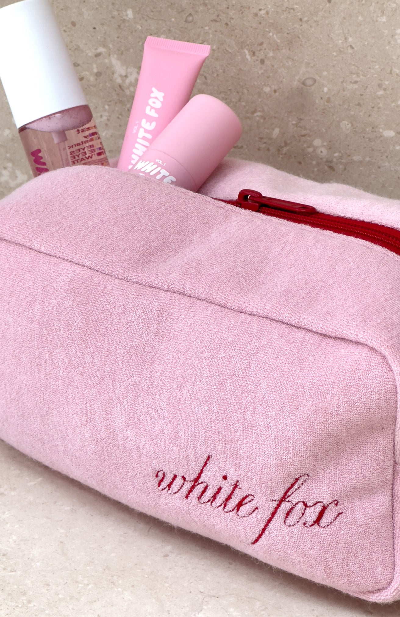 Lillian Cosmetic Bag Baby Pink | White Fox Boutique US