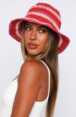 Aisling Bucket Hat Red/Pink/Light Pink | White Fox Boutique US