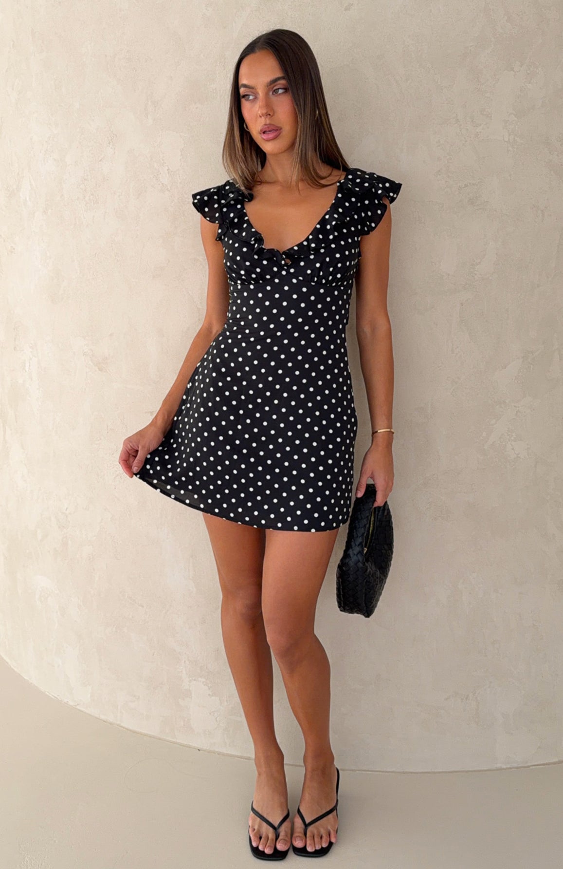 white fox black dress All Dressed Up Mini Black/White Polka Dot wears an XS Dekota COLORS_Dark Green size:7-8 Years (140cm) Modal Halterneck Maxi Dress