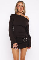 All Over You Long Sleeve Mini Dress Chocolate