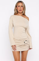 All Over You Long Sleeve Mini Dress Oat