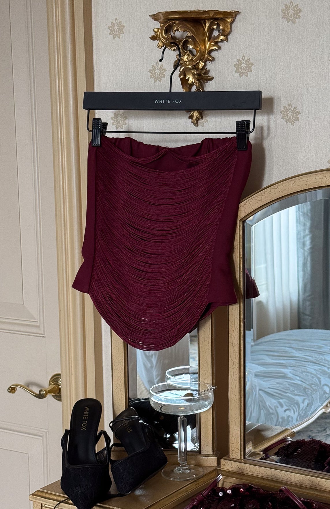 All Too Well Fringe Bustier Burgundy | White Fox Boutique US