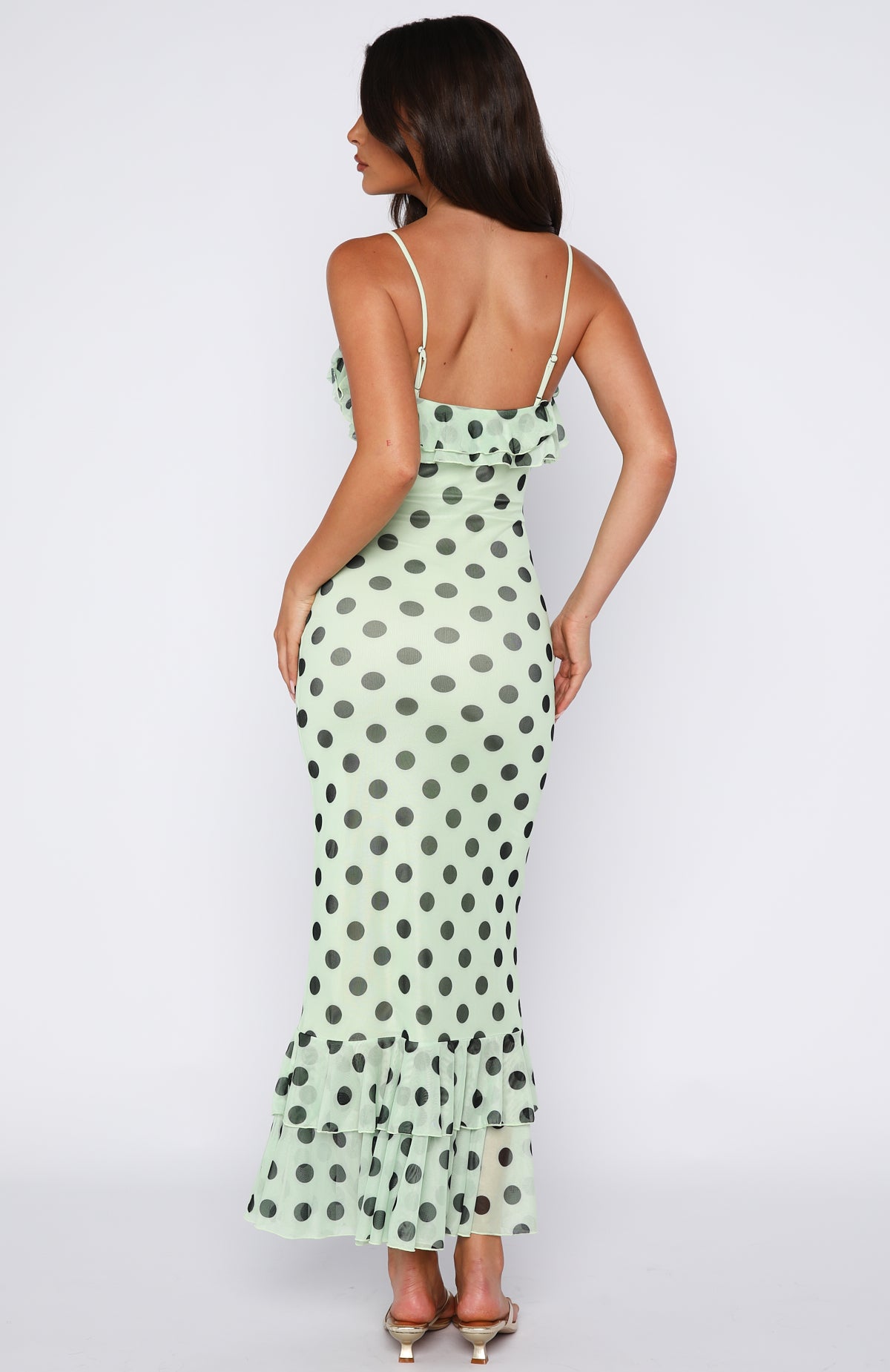 White Polka Green Polka Dot Midi Dress The Polkadot Midi Dress White And  Black, Medium Hazel