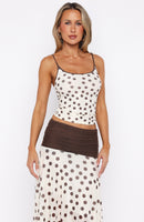 Angel Love Top Cream/Choc Polka Dot