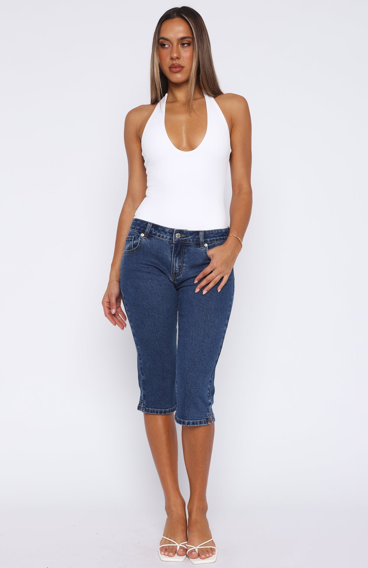 Annie Low Rise Capri Jeans Dark Blue | White Fox Boutique US