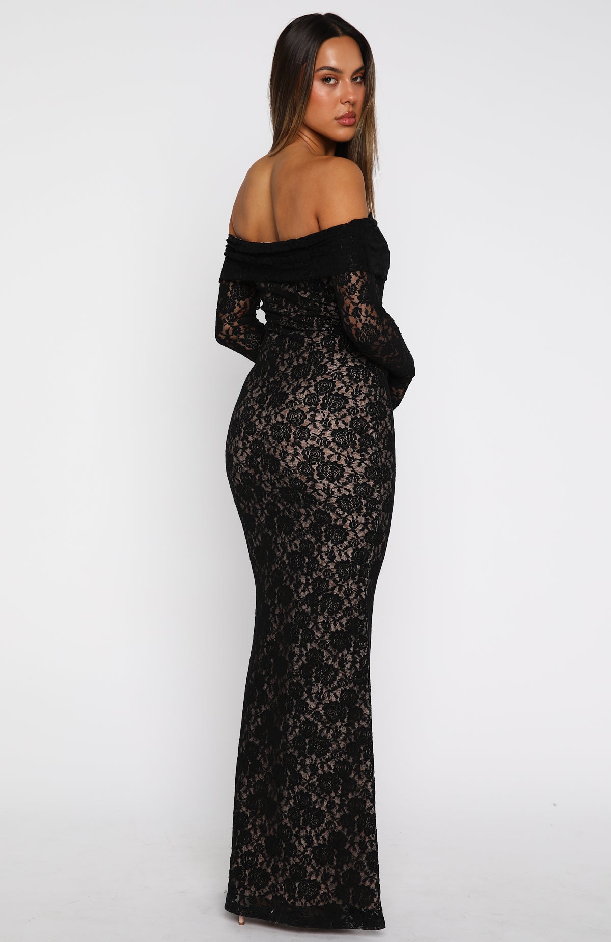 black long sleeve lace dress Be My Peace Lace Long Sleeve Maxi Dress Black