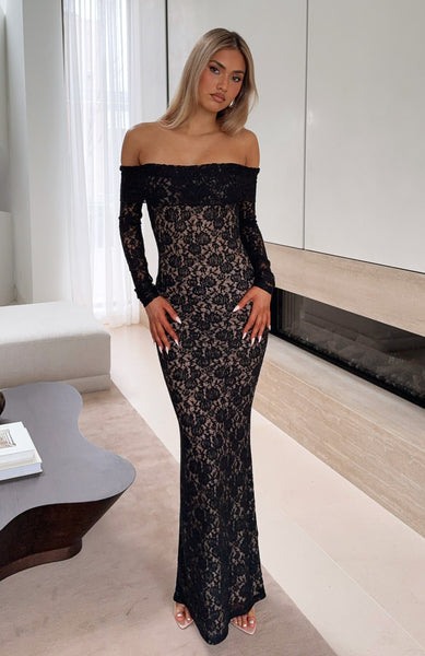 Bodycon Dress Lace Front Dress Be My Peace Lace Long Sleeve Maxi Dress  Black White Fox Boutique US