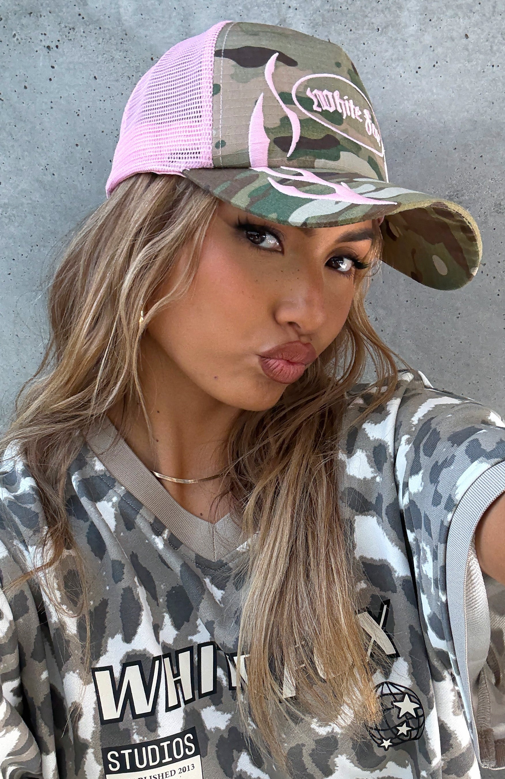 Brooks Trucker Cap Camo/Pink | White Fox Boutique US