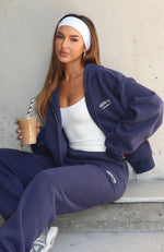 Can't Miss It Boxy Zip Front Hoodie Navy