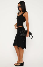 Chill Vibes Midi Skirt Black | White Fox Boutique US