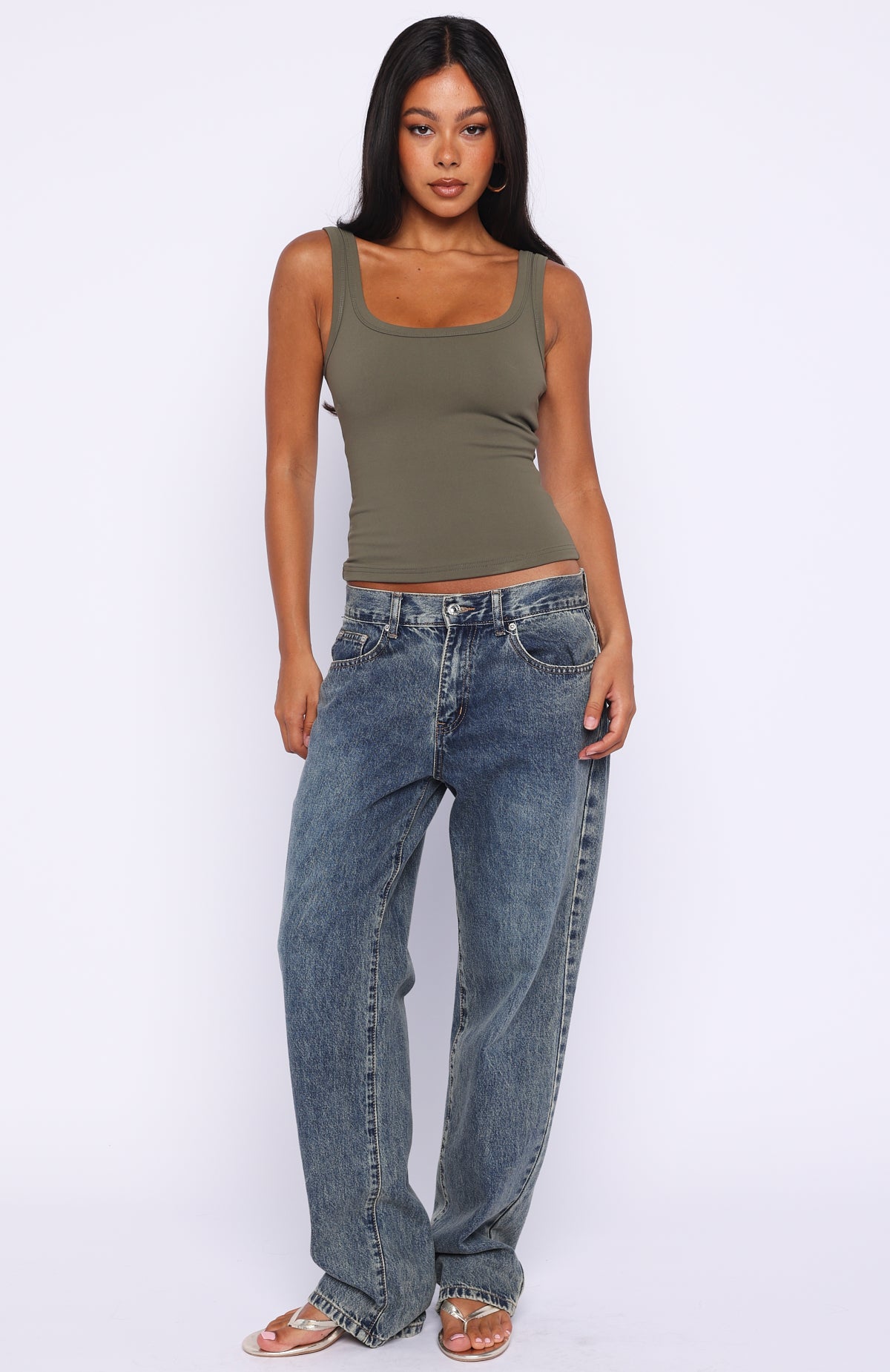 Chill Vibes Tank Top Khaki | White Fox Boutique US