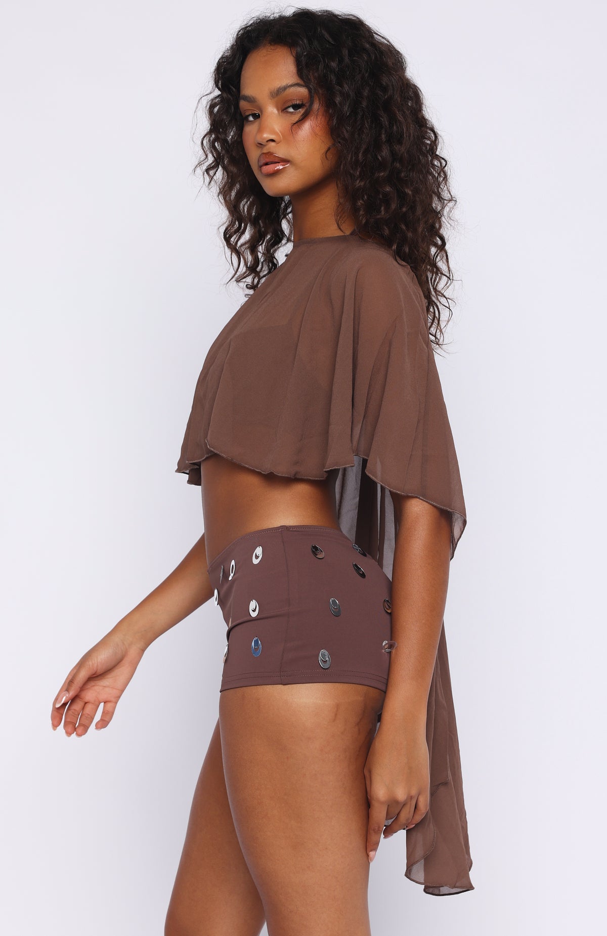 Solar Shade Sequin Shorts Toasted Coconut | White Fox Boutique US