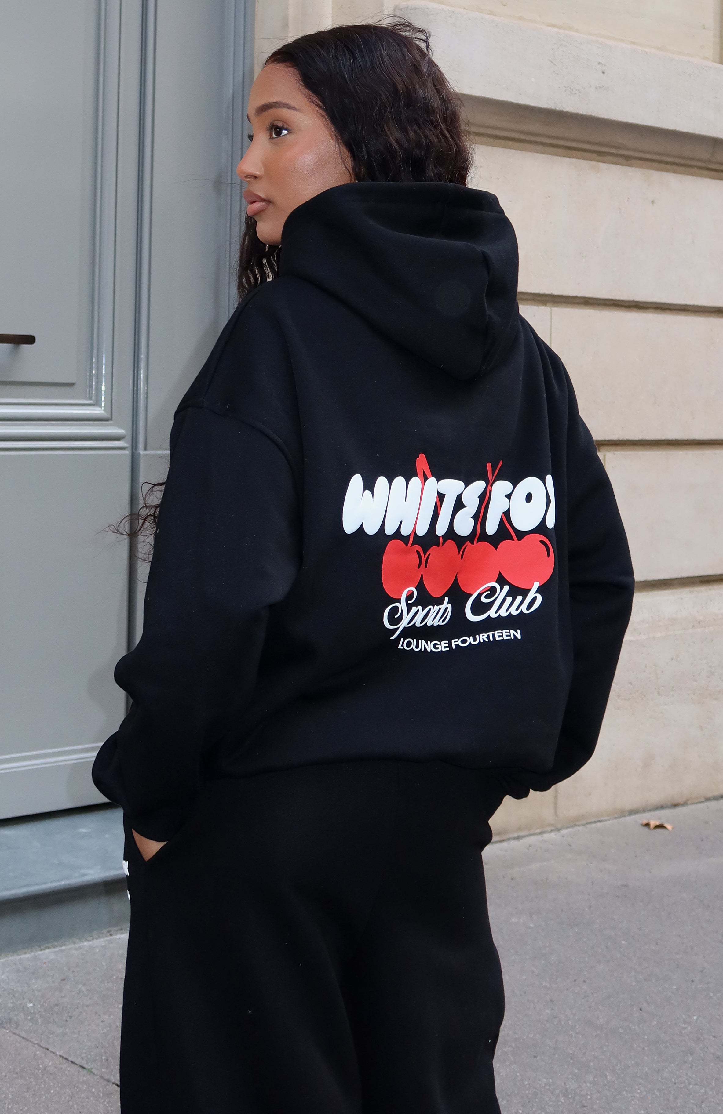 Club 14 Cassie Boxy Hoodie Black | White Fox Boutique US
