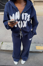 Club 14 Allie Boxy Zip Front Hoodie Navy | White Fox Boutique US