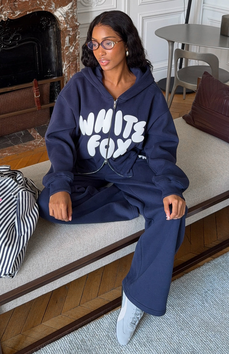 Club 14 Allie Boxy Zip Front Hoodie Navy | White Fox Boutique US