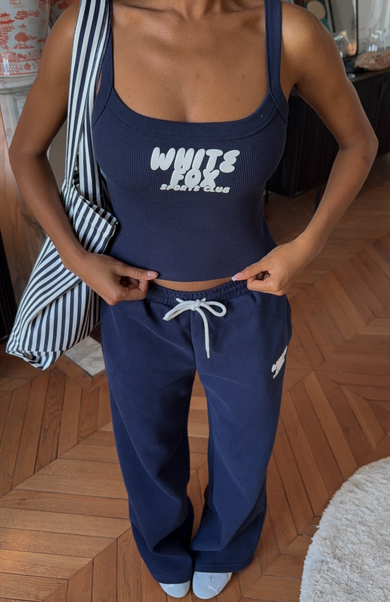 Club 14 Allie Wide Leg Sweatpants Navy | White Fox Boutique US