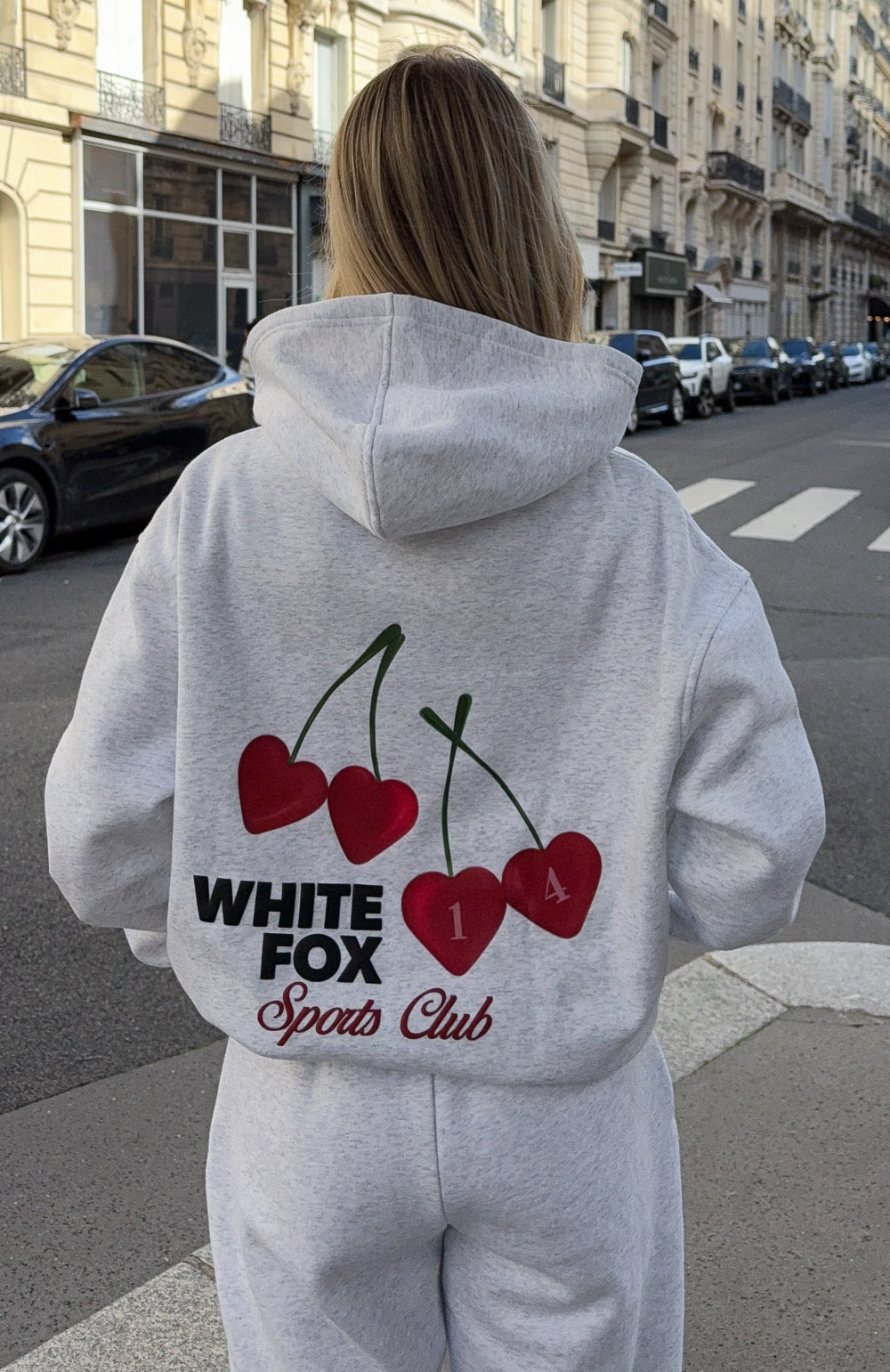 可愛い♡フォクシーニューヨーク RIB KNIT HOODIE ロゴ カシミヤ混 Club 14 Izzy Oversized Hoodie Grey Marle | White Fox Boutique US