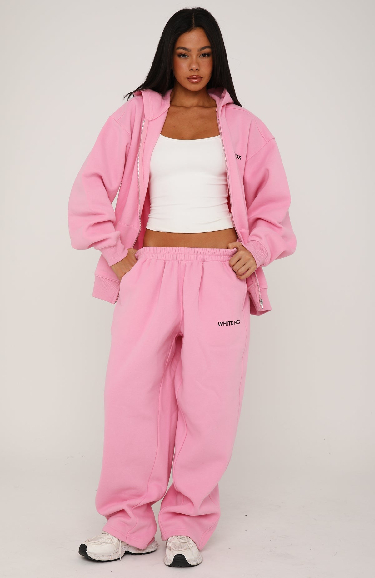 Core Classic Zip Front Hoodie Pink | White Fox Boutique US