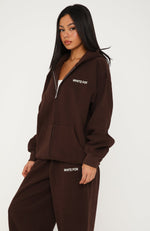 Core Classic Zip Front Hoodie Chocolate | White Fox Boutique US