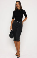 Cynthia High Rise Capri Jeans Black Acid Wash