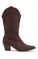 Darcy Cowboy Boots Chocolate Faux Suede