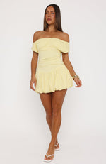 dare mini dress Dare Me Darling Off Shoulder Mini Dress Lemon