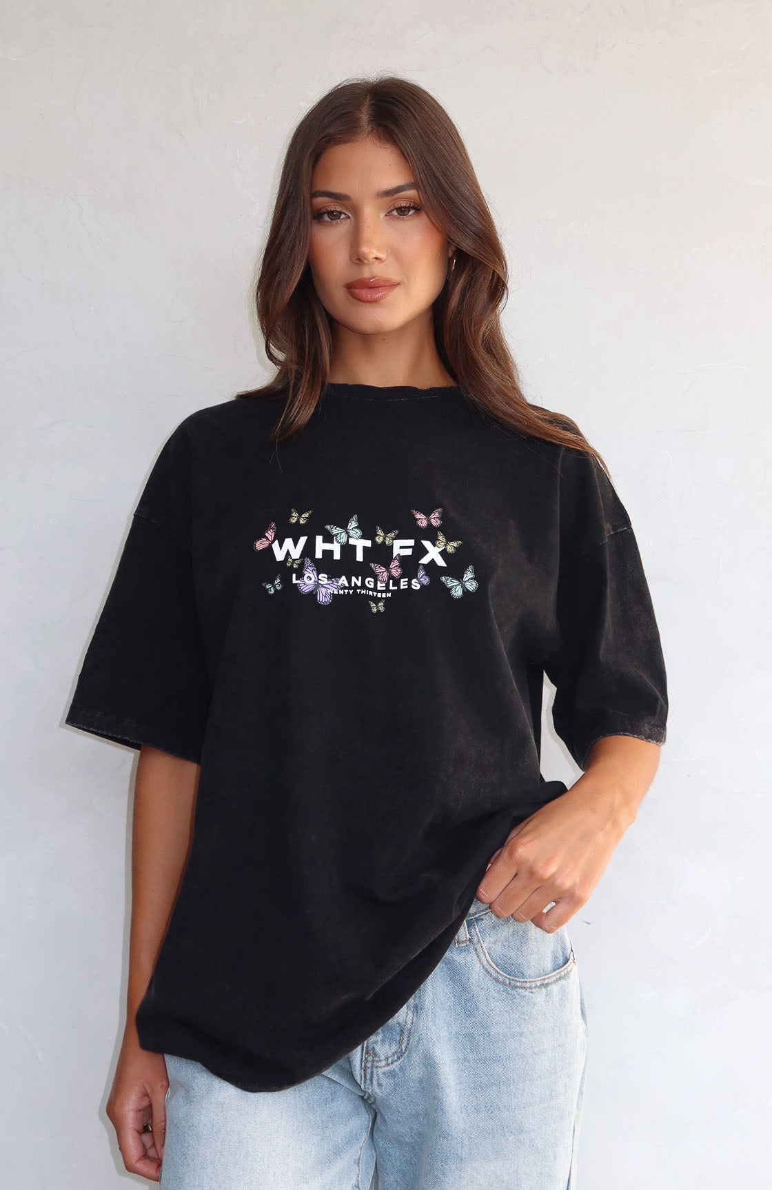 Dare To Dream Oversized Tee Acid Black | White Fox Boutique US
