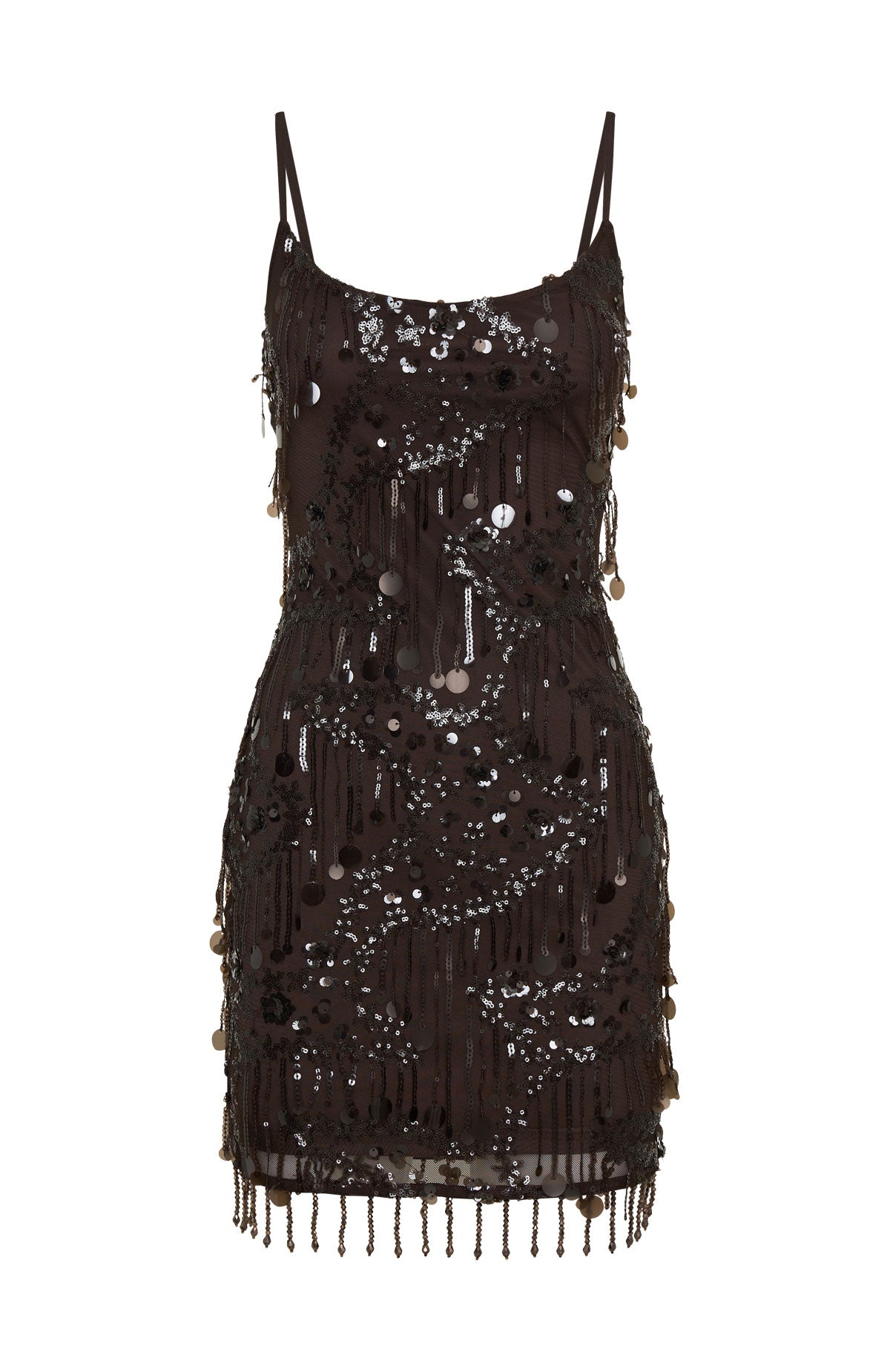 Decadent Daze Beaded Mini Dress Chocolate Decadent Daze Beaded Mini Dress Chocolate