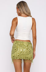 Disco Baby Beaded Mini Skirt Chartreuse