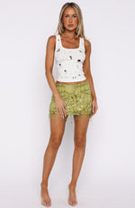 Disco Baby Beaded Mini Skirt Chartreuse