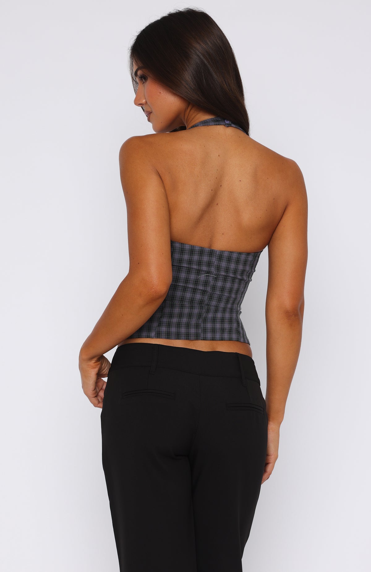 Don't Wanna Wait Halter Top Midnight Tartan | White Fox Boutique US