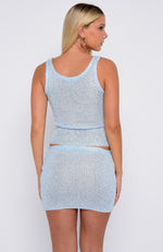Down For Me Sequin Knit Top Ice Blue