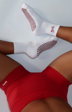 Energy Is Infinite Grip Socks White/Red